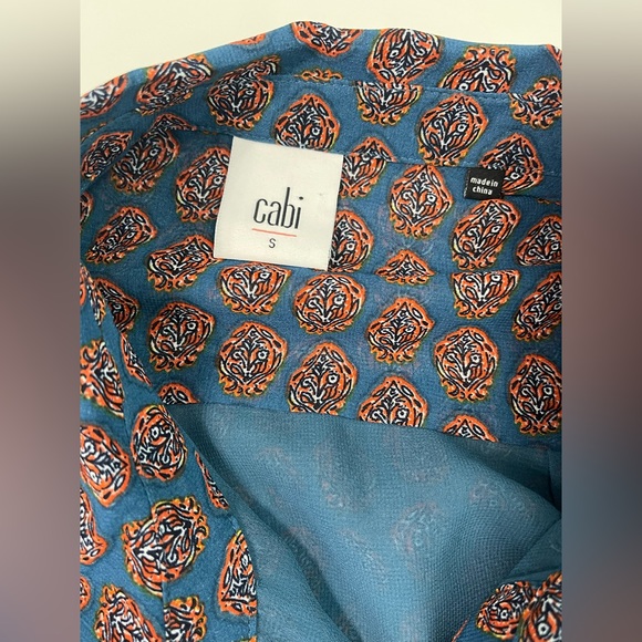 Cabi Dark Teal/Burnt Orange Sleeveless Top with Ruffles. Like New! Size Small. - Picture 3 of 5